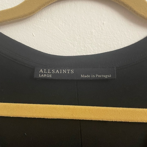 All Saints Black Mini Dress with Pleated Hem - Picture 2 of 4